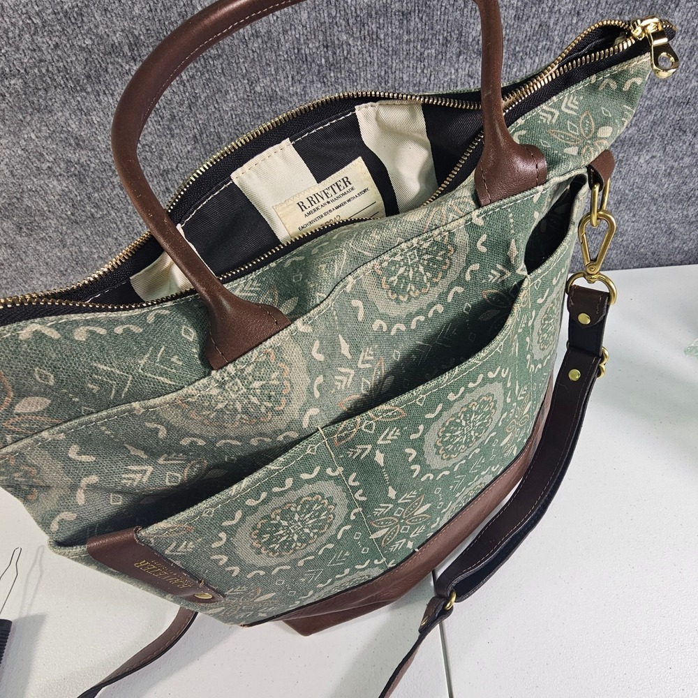 R. Riveter Standard Patton Canvas Leather Shoulder Bag - Wallet Set Mandala EUC - Picture 13 of 15